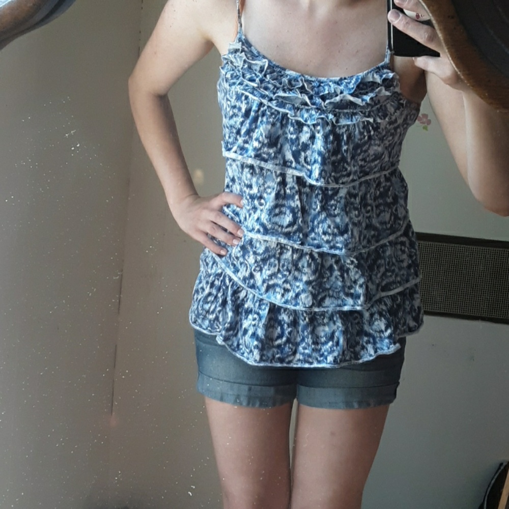 🤰Oh Baby by Motherhood Blue Ruffled Tank🤰